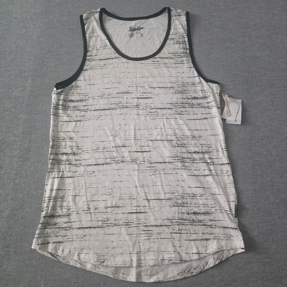 Brooklyn Cloth Mens White Black Space Dye Tank Top BXM4980S Small NWT